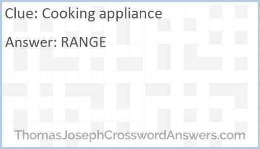 Cooking appliance Answer