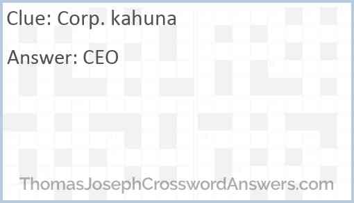 Corp. kahuna Answer