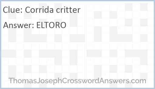 Corrida critter Answer