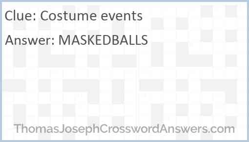 Costume events Answer
