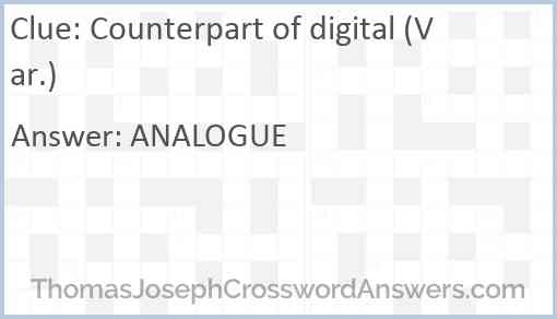 Counterpart of digital (Var.) Answer