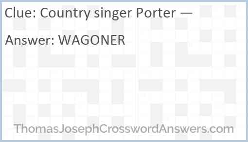 Country singer Porter — Answer