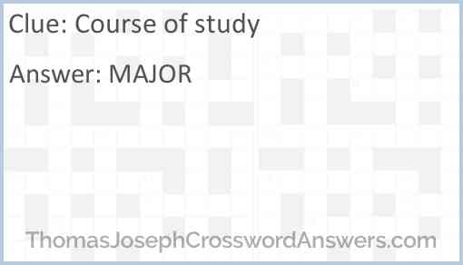 Course of study Answer