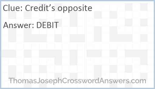 Credit’s opposite Answer