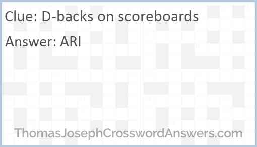 D-backs on scoreboards Answer