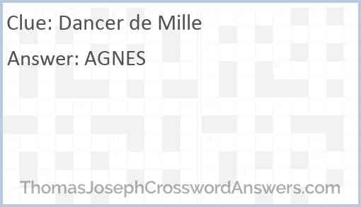 Dancer de Mille Answer