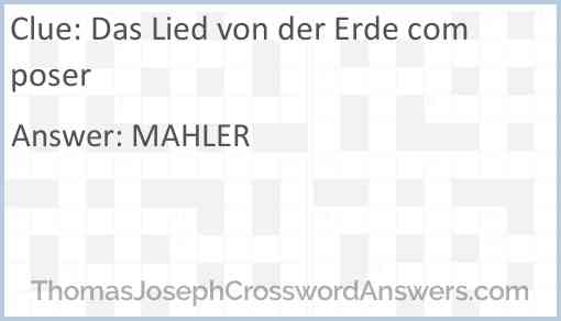 Das Lied von der Erde composer Answer