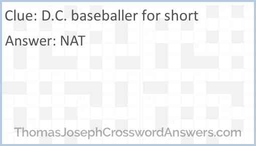 D.C. baseballer for short Answer