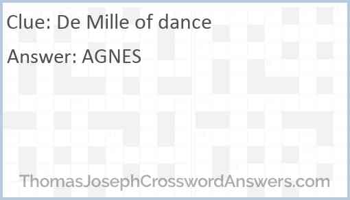 De Mille of dance Answer