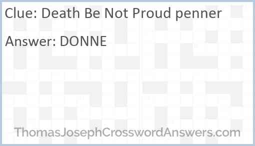 Death Be Not Proud penner Answer