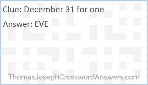 December 31 for one Answer