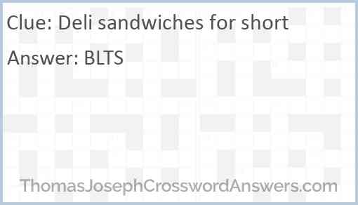 Deli sandwiches for short Answer