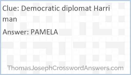 Democratic diplomat Harriman Answer