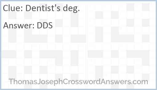 Dentist’s deg. Answer
