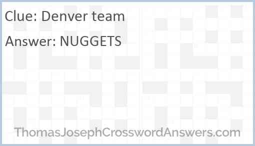 Denver team Answer