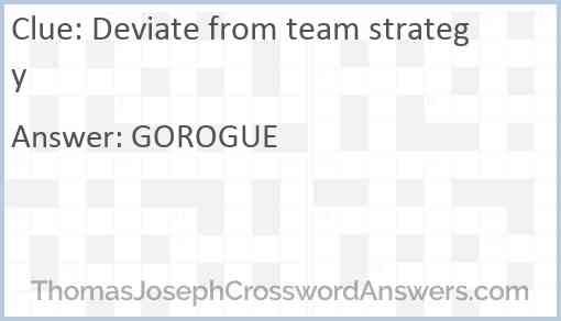 Deviate from team strategy Answer