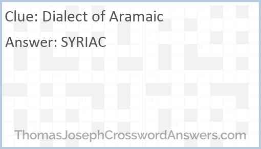 Dialect of Aramaic Answer