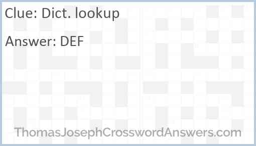Dict. lookup Answer
