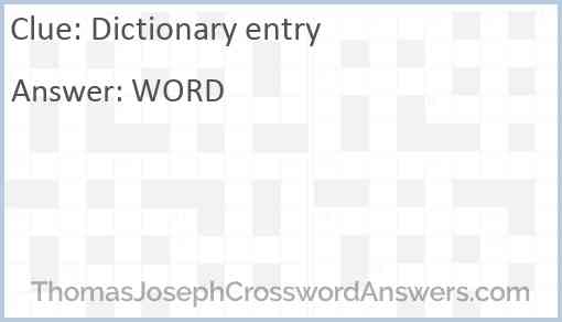 Dictionary entry Answer