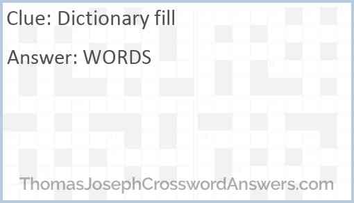 Dictionary fill Answer