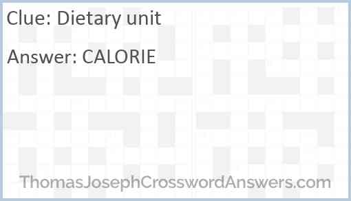 Dietary unit Answer