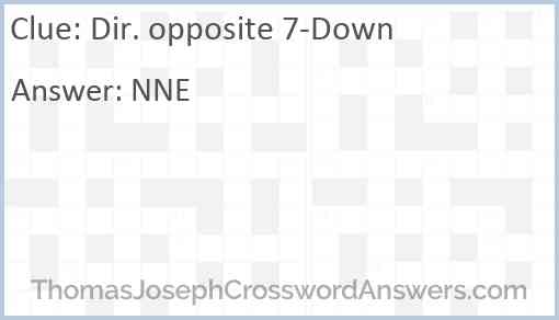 Dir. opposite 7-Down Answer
