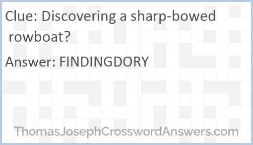 Discovering a sharp-bowed rowboat? Answer