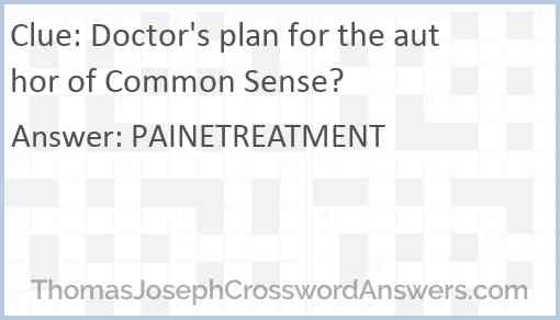 Doctor's plan for the author of Common Sense? Answer
