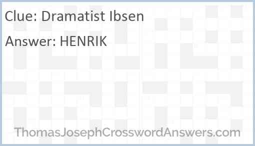 Dramatist Ibsen Answer