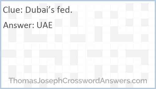 Dubai’s fed. Answer
