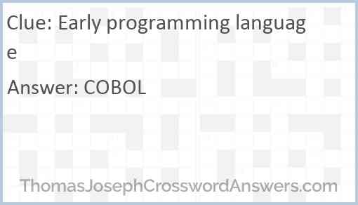 Early programming language Answer