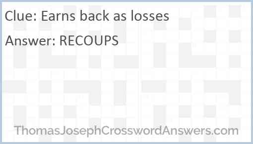 Earns back as losses Answer