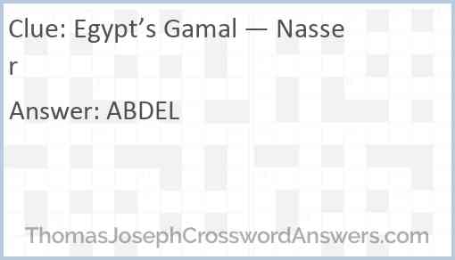 Egypt’s Gamal — Nasser Answer