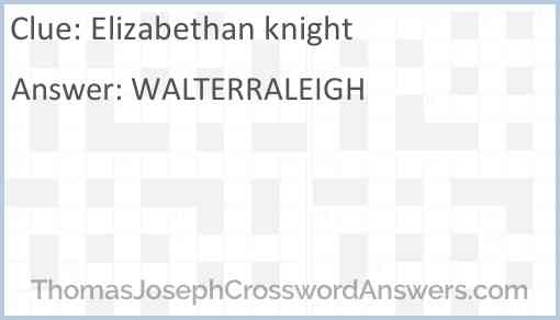 Elizabethan knight Answer