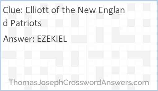 Elliott of the New England Patriots Answer