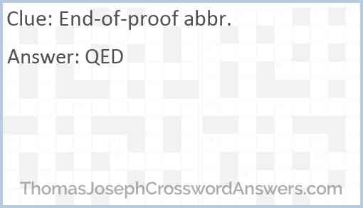 End-of-proof abbr. Answer