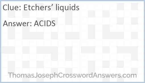 Etchers’ liquids Answer