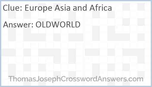 Europe Asia and Africa Answer