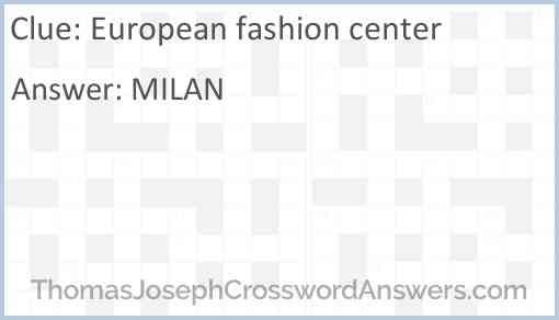 European fashion center Answer