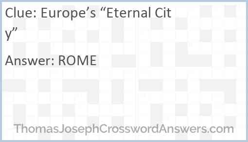 Europe’s “Eternal City” Answer