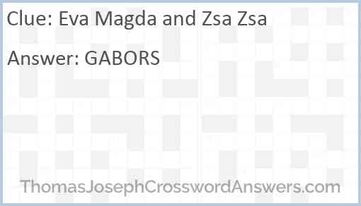 Eva Magda and Zsa Zsa Answer