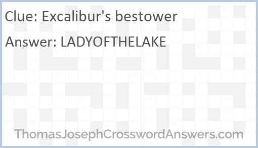 Excalibur's bestower Answer