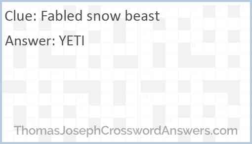 Fabled snow beast Answer