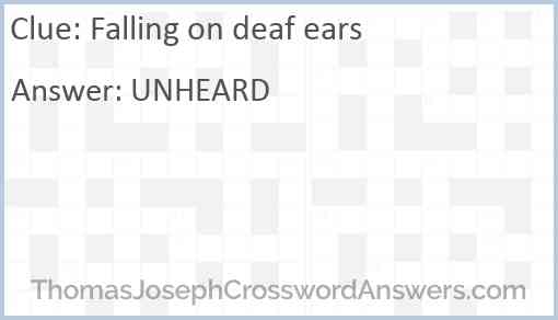 Falling on deaf ears Answer
