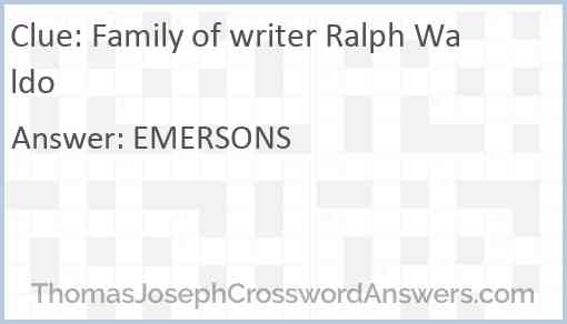 Family of writer Ralph Waldo Answer