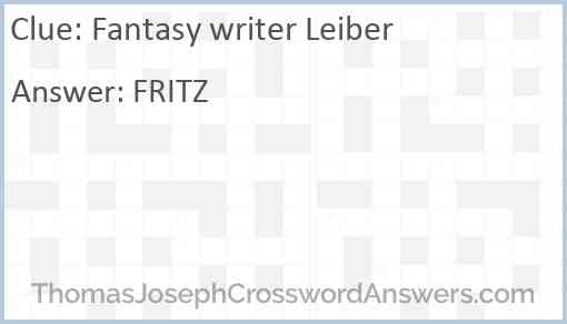 Fantasy writer Leiber Answer