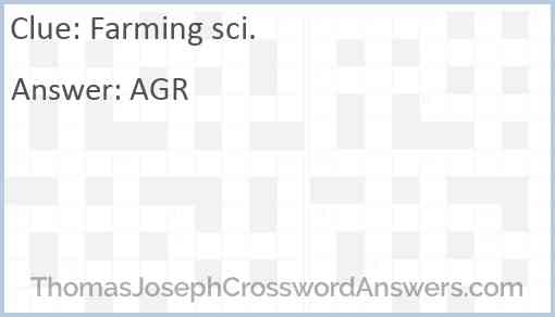 Farming sci. Answer