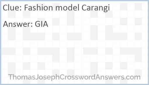 Fashion model Carangi Answer