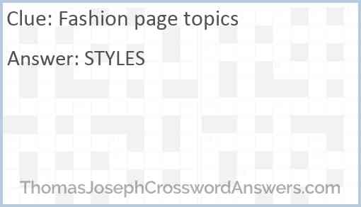 Fashion page topics Answer