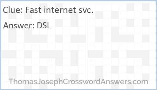 Fast internet svc. Answer
